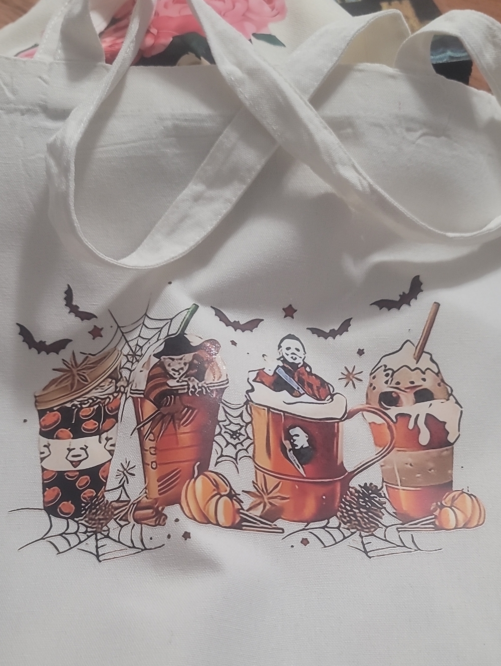 Halloween Beverage Costume Tote - White Handles